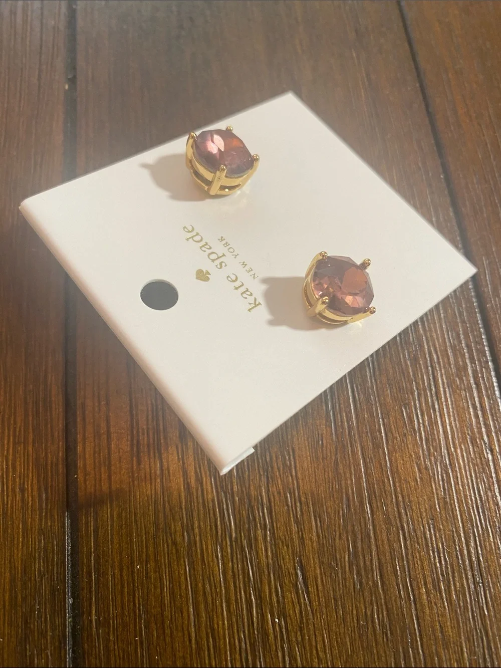 kate spade Gold-Tone Stud Earrings with Mauve Faceted Stones